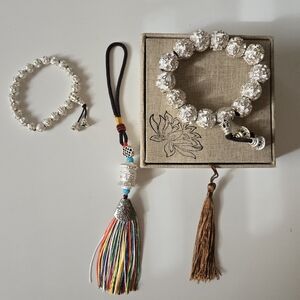Tibetan Artistan Silver Beaded Bracelet Set